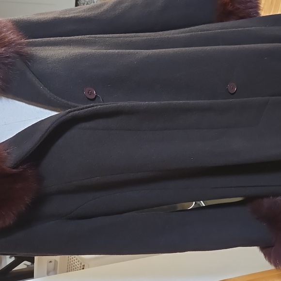 Steve By Searle Cashmere Blend Coat Trench With Fox Collar Cuffs Size 6 Brown - Picture 4 of 11